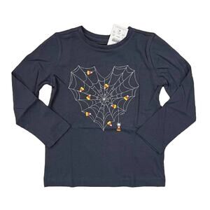 NWT J. Crew Girls' Charcoal W/Candy Corn Spider Web Halloween Tee - XXS (2-3)